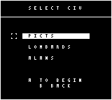Civilization select screen